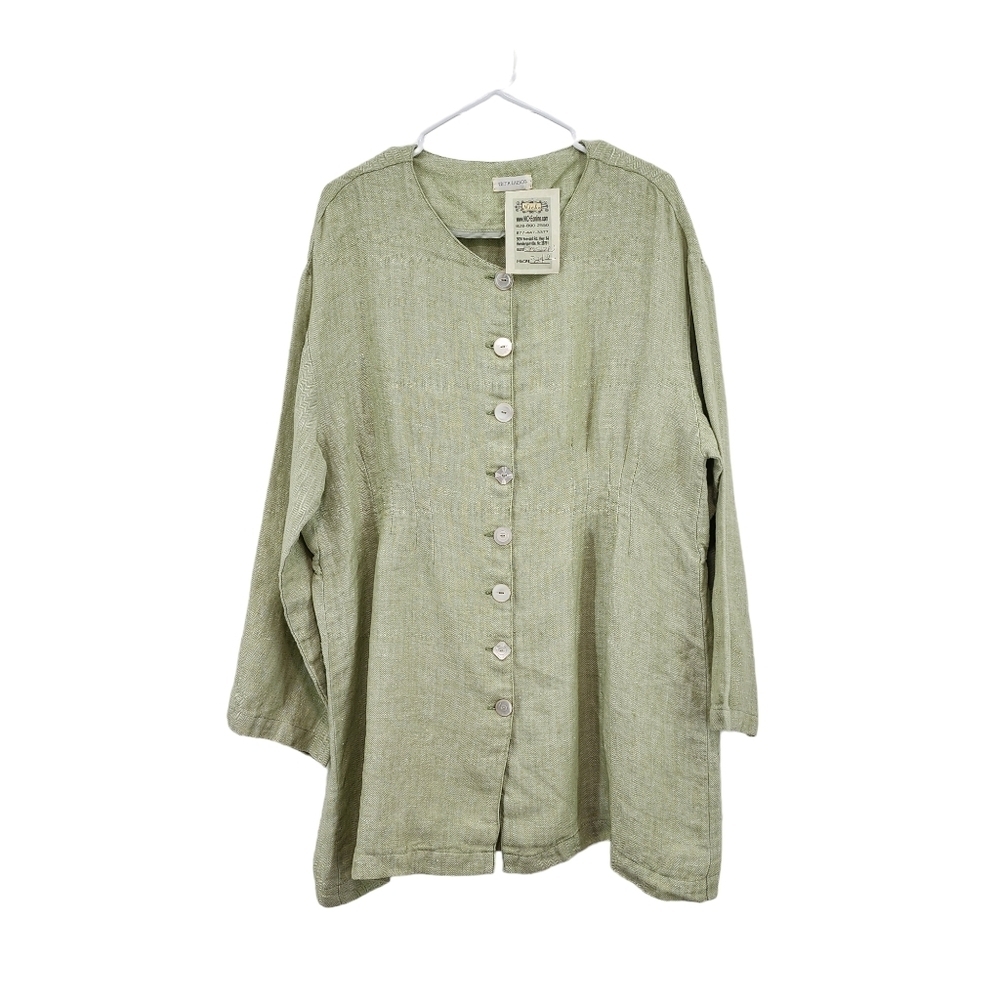 Krista Larson Women's Retro Linen Herringbone Darted Jacket - OS